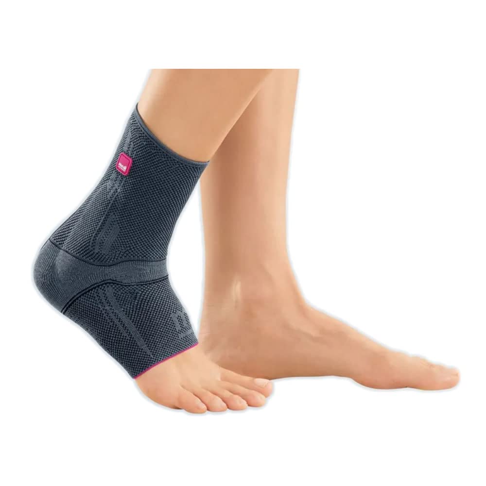 medi Levamed Sprunggelenkbandage UNISEX – Knöchelbandage zur Stabilisierung, beidseitig tragbar – Fußbandage aus Komfortgestrick mit Entlastungszone – Silber, Größe III