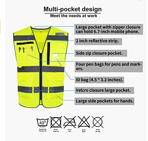 Dib Safety Vest Reflective Ansi Class 2 High Visibility Vest