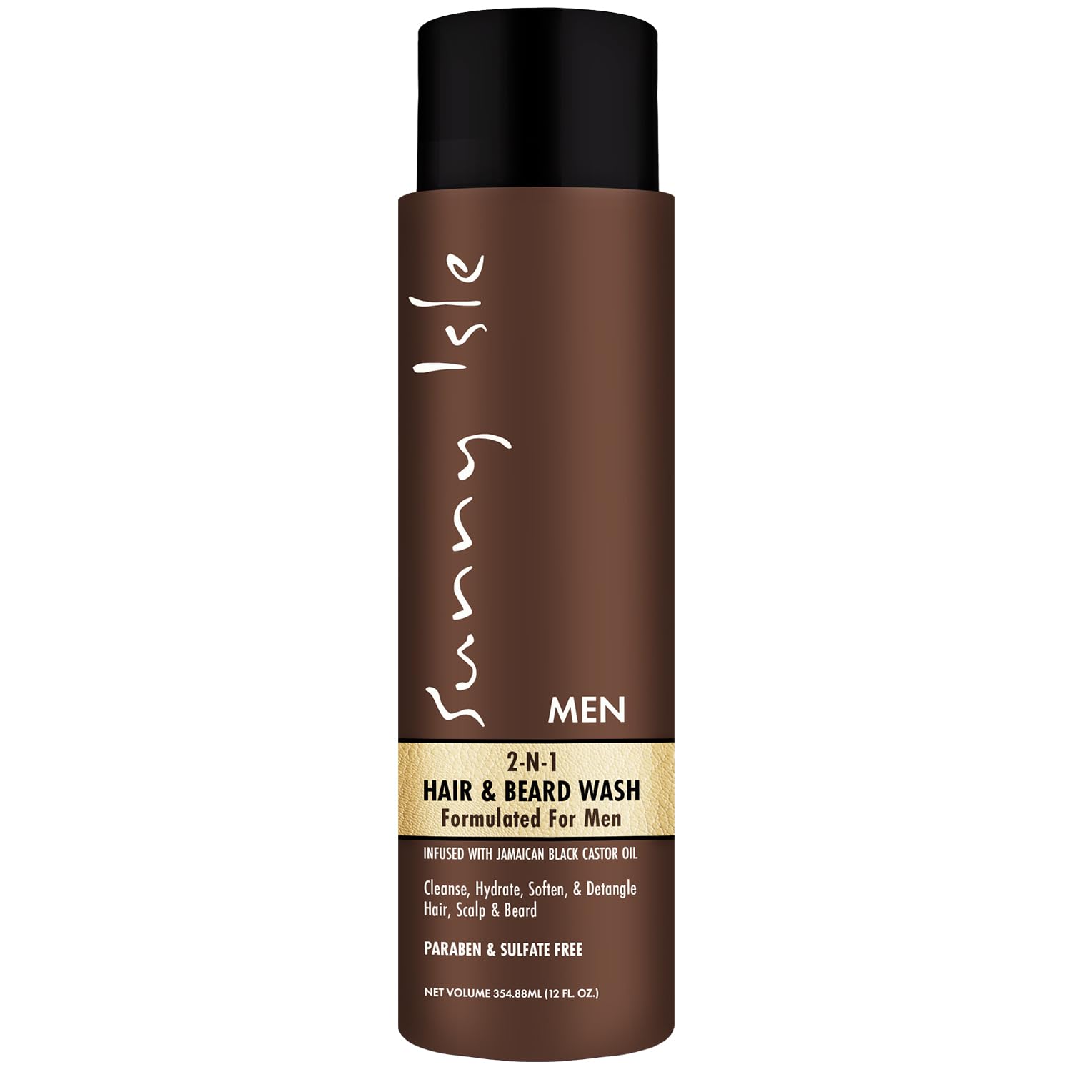 Sunny Isle Jamaican Black Castor Oil 2-N-1 Hair & Beard Wash 12oz | Cleanses, Hydrates, Moisturizes Hair & Skin | Detangles Beard | Paraben & Sulfate FREE