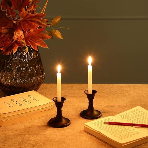 Rely+ MINI BLACK Candlestick Holders Set Of 2 Mini Stand Dinning Coffee Table Centerpiece Candle Holders Taper Candlesticks Holders Halloween Decor Home Candle Holder thumb #4