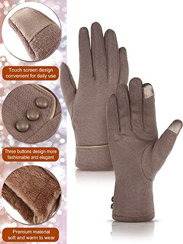 Image of Patelai 3 Pairs Womens Gloves Winter Touchscreen Texting Phone Windproof Gloves Warm Fleece Lined Cold Weather