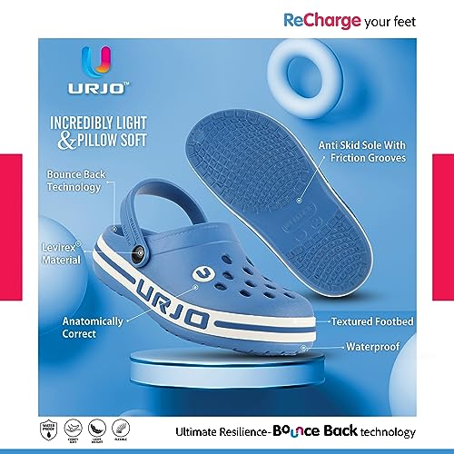 Image of URJO Streak Kid's Clogs /Sandals with Adjustable Back Strap Ultra Soft & Flexibility Anti Skid Comfortable Waterproof Daily Mules Clogs /Sandals Boy's & Girl's