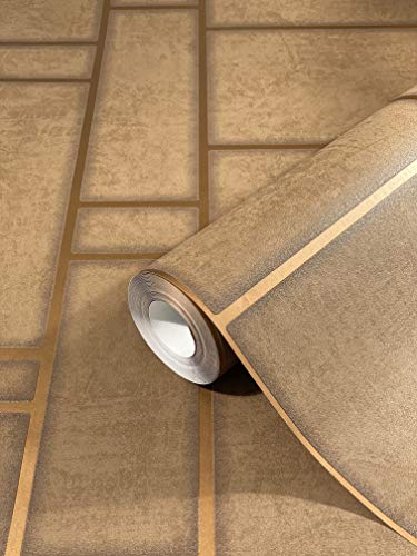 Tapete Braun Grafisch - Muster, Modern - für Wohnzimmer, Schlafzimmer oder Küche - Made in Germany - 10,05m x 0,53m