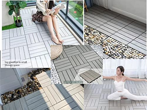 Wpc Patio Deck Tiles,Diy Interlocking Decking Tiles, Floor Tile,Water Resistant Indoor Outdoor (22, 3D Organic White) #TOP2
