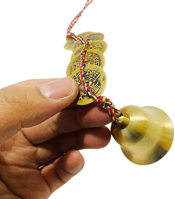 Home Decor Bells Chinese Feng Shui Brass Bell Five Emperors Copper Chinese Decor Wind Chimes for Success and Wealth Door Chime Home Car Interiors Decoration Bell