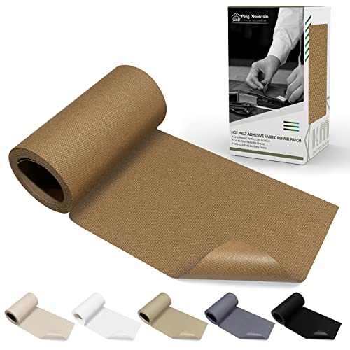 KING MOUNTAIN Canvas Iron on Patch,3" 60",Waterproof 100% Cotton Fabric Repair Patch,Used for Various Sofa,Tent,Clothes,Seats,Suitcases (Light Brown 1.0)