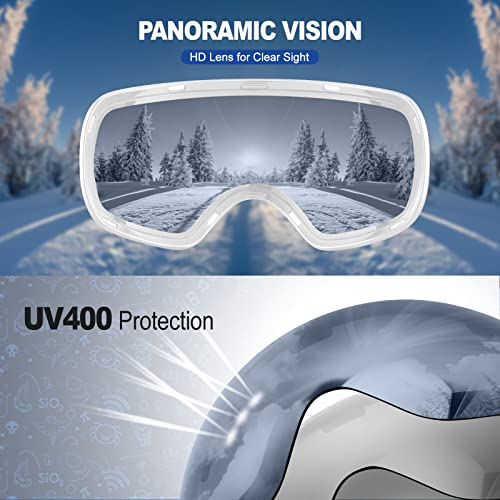 Odoland Detachable Magnetic Kids Snow Ski Goggles, Uv400 Anti-Fog Windproof Eyewear Lens For Kid Snowboarding Skiing, Vlt 28% And Yellow Lens #TOP3