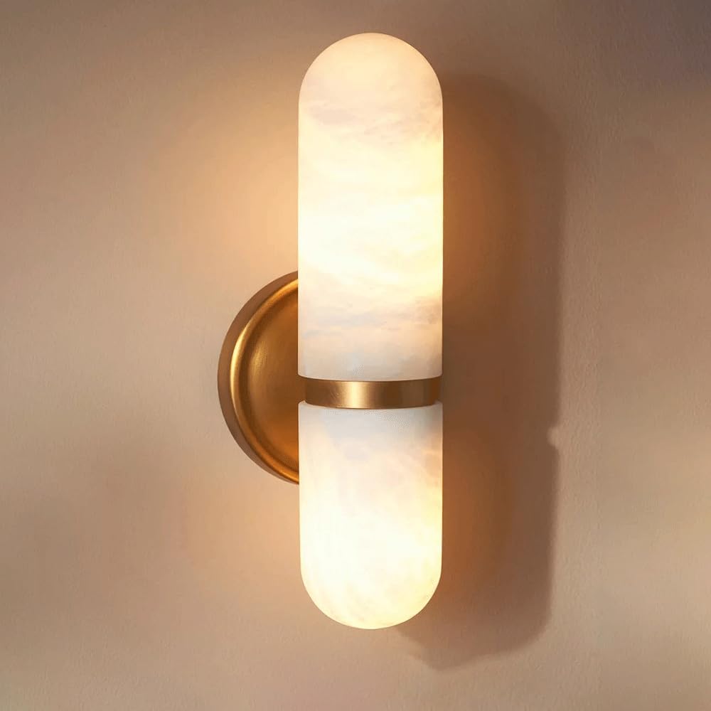 Applique Murale Marbre Naturel 33Cm Lampe Pierre Éclairage Miroir
