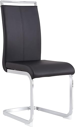 Miniatura 32 de Juego de 2 sillas de comedor, sillas de cocina, sillas sin brazos, sillas laterales de cuero y patas de metal con respaldo alto (2, sillas gris