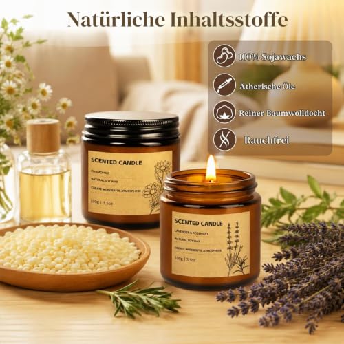 Duftkerzen im Glas,4x Duft Duftkerze Geschenkset für Frauen,Sojawachs Kerze – Bild 5