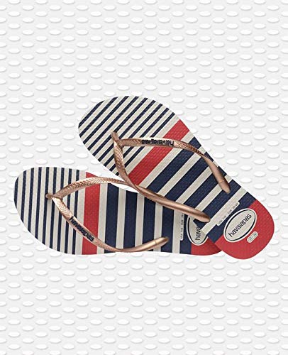 Chinelo Slim Nautical, Havaianas, Feminino, Branco/Rose Gold Metalico, 37/38