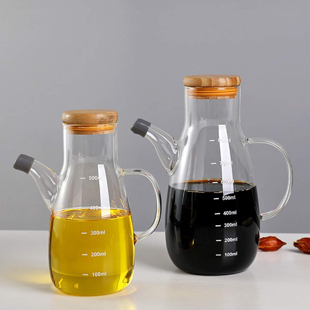 Olivenölspender aus Glas, Flasche, Öl- und Essigspender-Set, Öl-Essig-Menage mit Ausguss für Küche und Restaurant. - 500 ml (wie angezeigt 800 ml)