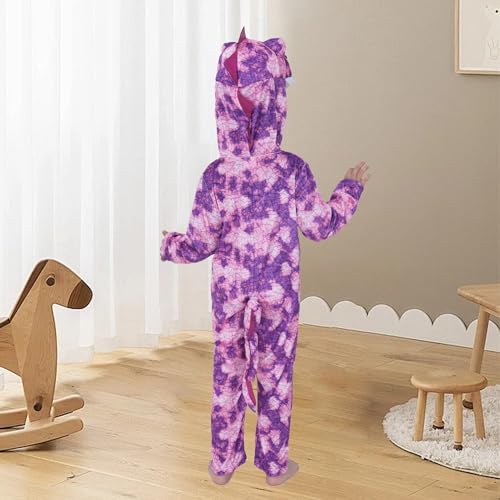 Sincere Party Pink Purple Sublimation Print T-Rex Dinosaur Costume for Little Boys and Girls Dinosaur Oneise with T-Rex Statue Toy for 2-3 years - Image 4