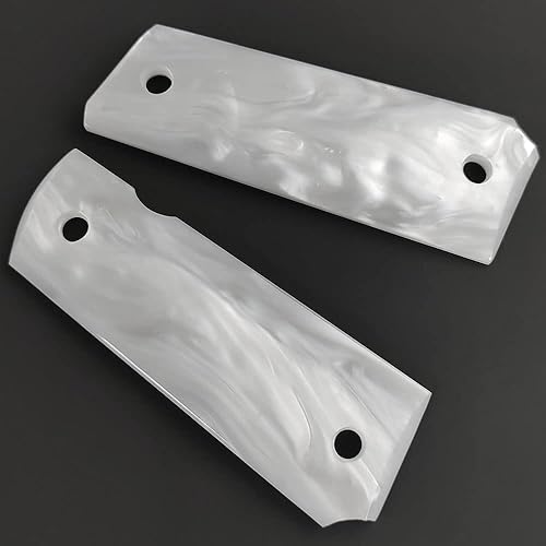 Miniatura 5 de Cool Hand 1911 Grips, Full Size Government Commander, High Polished Synthetic BlackWhite Pearl, Screws Included, Ambi Safety Cut