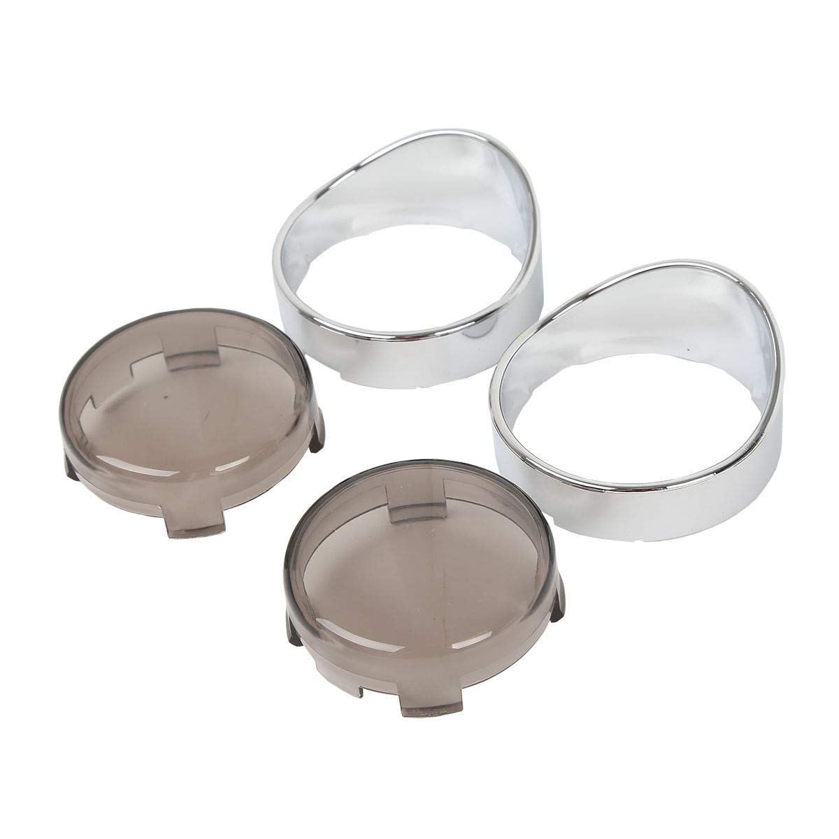 TCT-MOTORPARTS Visor-Style Turn Signal Bezels + Smoke Lens Fit For Harley Dyna Street Bob FXDB