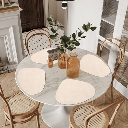 ADRIMER Placemats, Heat Resistant Round Placemats Set of 6 Washable 13 x 17 Inch, Waterproof Table Mats Wipeable for Kitchen, Dining Room Table Christmas Decor, Beige by ADRIMER - Used condition - Image 7