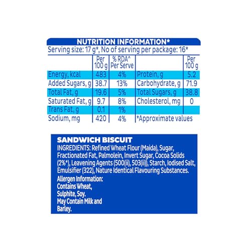 Image of Oreo Cadbury Vanilla Flavour Creme Sandwich Biscuit, 288.75 grams(packaging may vary) (Pack of 3)