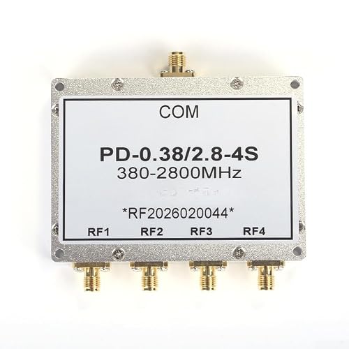 Splitter RF 1 à 4 voies 380-2800 MHz pour répartiteur de signal sma 4 voies 380 à 2800 MHz RF 1 vers 4 ports pour LTE 380 MHz-2,8 GHz Argenté Compact 4 voies