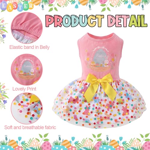 Abbylike 3 Pcs Seasonal Dog Outfits Easter Summer 4th of July Pet Costume Cotton Holiday Puppy Dress Lightweight Pet Apparel with Bowknot for Large Medium Dog Clothing, Small - Image 6