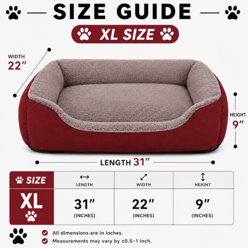 Image of SITSNOOZE Premium Orthopedic Dog Bed XL for Large Dogs 20 to 30 kg Washable Reversible Cushion Sofa for Boxer, Rottweiler and Doberman Breeds (Red & Brown, XL)