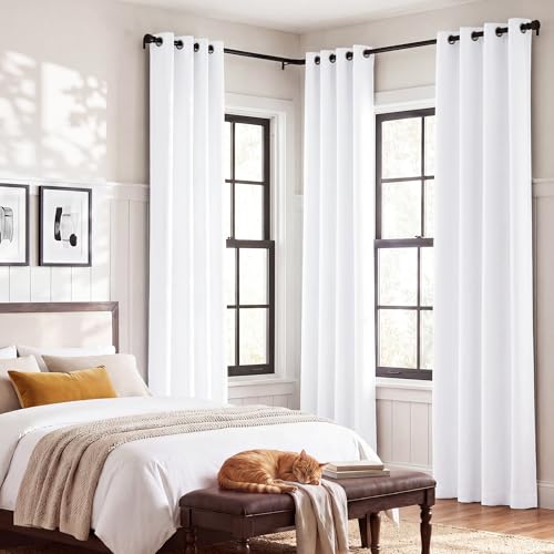 NICETOWN White 100 Blackout Curtains 84 inch Long for Bedroom 2 Pieces - image 7