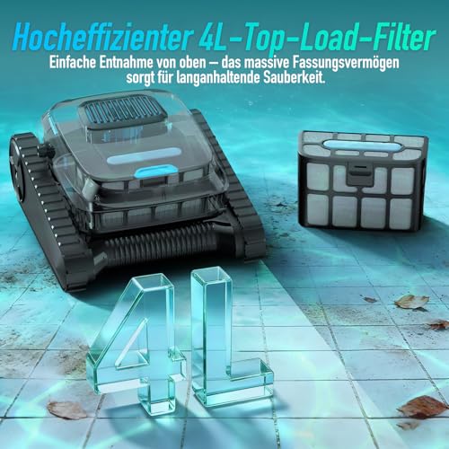 Image of PC10 Pool Robot, Battery Wireless, Pool Robot Floor and Wall, Waterline, Intelligent Navigation, 120 Minutes Running Time, Wall Climbing, Pool Cleaner for Pools up to 170 ㎡ | PC10 Wireless Pool Robot 18927 LPH, Intelligent Navigation, Wall Climbing, Pool Cleaner for Pools up to 170 ㎡