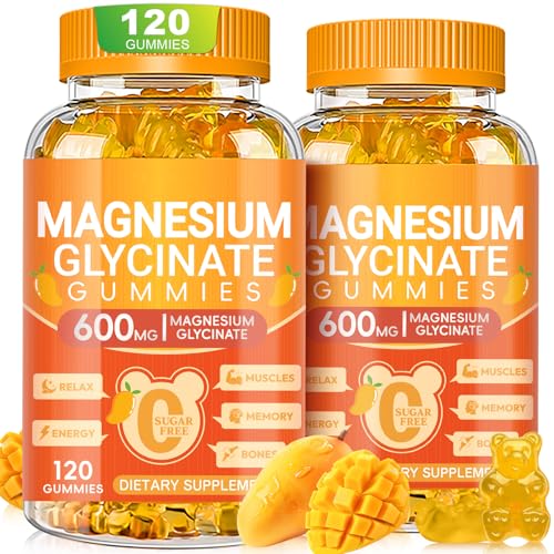 Magnesium Glycinate Gummies 600mg (Mango, 2-Pack)