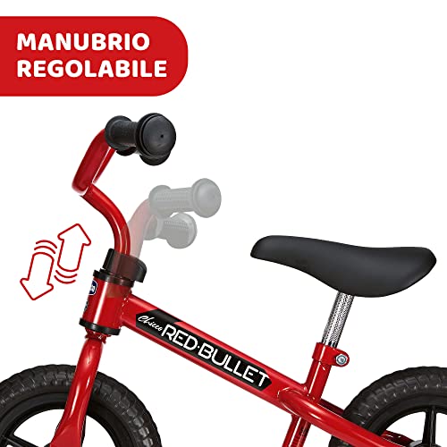 Chicco Red Bullet Bicicletta Bambini Senza Pedali 2-5 Anni, Bici Senza Pedali Balance Bike per l'Equilibrio, con Manubrio e Sellino Regolabili, Max 25 Kg, Rosso - Giochi Bambini 2-5 Anni