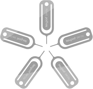 Keyport SIM Card Clip (5-Pack) - Premium SIM Removal Tool with Clip - Stainless Steel Ejector Pin - Tray Popper for iPhone, iPad, Android, Samsung Galaxy, Google Pixel, Most Smartphones - Reset Pin