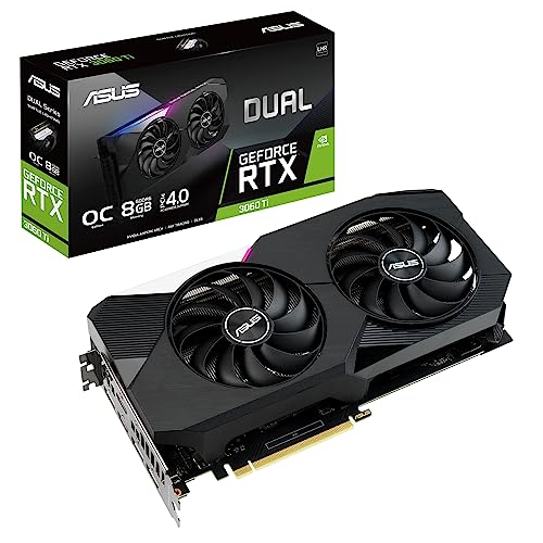 Asus Dual GeForce RTX 3060 Ti V2 OC Edition Scheda Grafica, 8 GB GDDR6, PCIe 4.0, 2 HDMI 2.1, 3 DisplayPort 1.4a, Funzione Boost Clock, Due Ventole Axial-Tech, GPU Tweak II, LHR, Nero