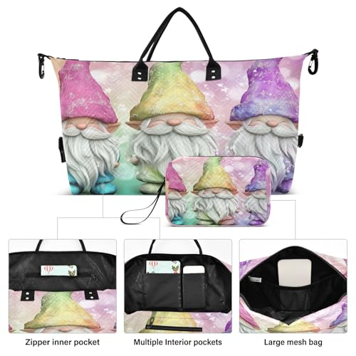Weekender Bags Travel Duffel Gym Bag Three Gnomes Carry on Overnight Tote Bag with Toiletry Bag for Airplane Travel Trip Gym Yoga2