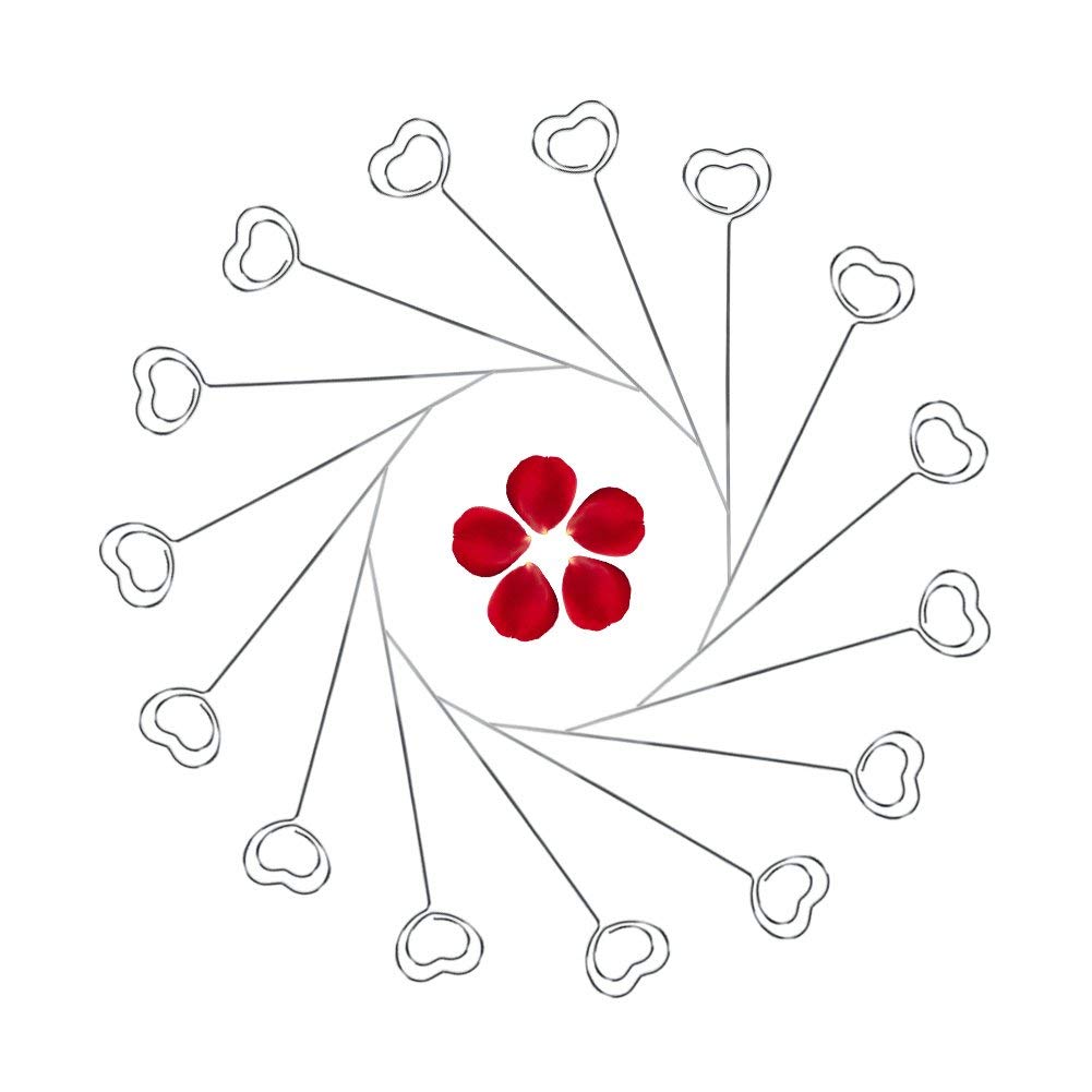 Strnek 50pcs Heart Shape Craft Wire Card Clips Note Photo Metal Clamps Clay Decor Cake Toppers Place Card Holders, DIY Accessories Decor(Heart-shaped)