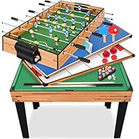 SereneLife 2/4/5/6-in-1 Multifunktionstisch – inkl. Billardtisch, Tischtennisplatte, Tischkicker, Kickertisch, Airhockey Tisch, Shuffleboard & Bowling Tische – Spieltisch Kinder & Erwachsene