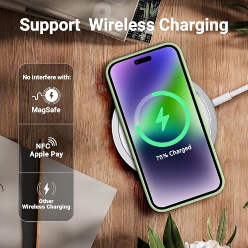 Image of DIZORO Compatible for iPhone 16 Pro Case Slim Liquid Silicone 3 Layers Full Covered Soft Gel Rubber Phone Case Protective Cover 6.3 Inch - Matcha Green