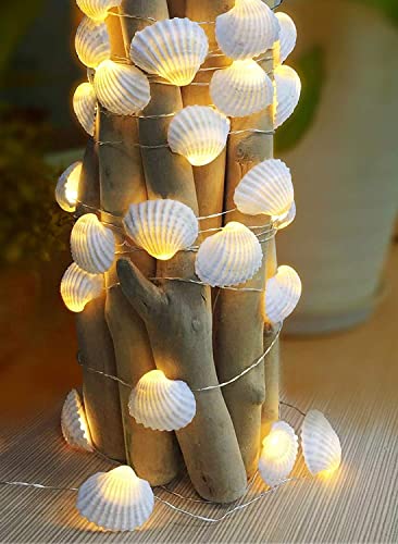 Cynzia Natural Seashells String Lights, 40Led Beach Decoration Lights Usb Plug In With 8 Modes Remote Control, Waterproof Ocean Fairy Lights For Bedroom Party Indoor Outdoor Wedding Holiday Christmas #TOP6
