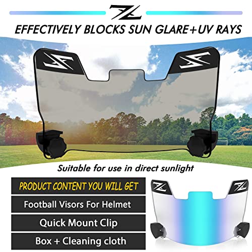 ZIXIOYS Tinted Football Visor, Universal Helmets Fits Youth and Adult Football Helmets (Clear Blue)