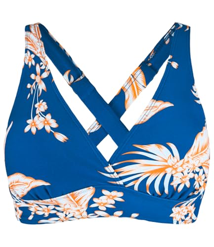 Image of Women's Sporty Adjustable Wide Straps Bikini Top Large Bust Criss Cross Back Supportive Swimsuit Tops Only
