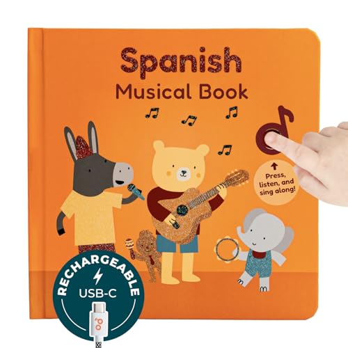 Image of Cali’s Books Spanish Nursery Rhymes 1 | USB-C Rechargeable Sound Book for Toddlers 1-3 | Libros en Español para Niños | Learn Spanish for Kids | Bilingual Musical Book with 6 Songs