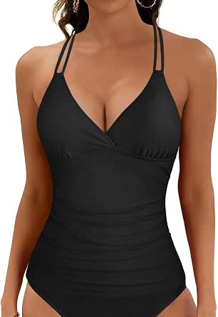 Hilor Tankini Donna Con Ferretto E Increspato Dimagrante - Floreale Rosso/bianco, Taglia 16 - 2