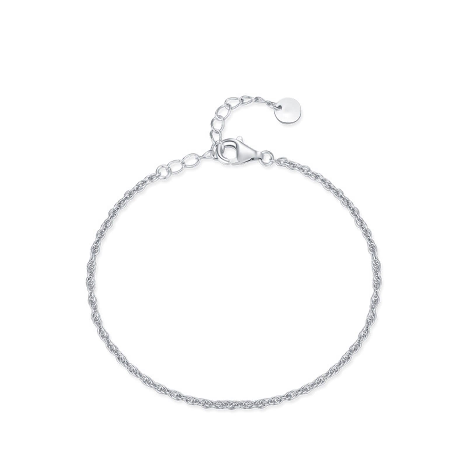 Pulseras Oro Blanco Mujer 9Kilates / 14Kilates / 18Kilates, Cadena de Simple, Cadena Extensible 16 CM + 5 CM, Pulseras Plata Mujer Ajustable