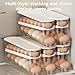 2 Tier Automatic Rolling Egg Dispenser, Refrigerator Egg Organizer with Lid, Clear Plastic Egg Tray, Egg Container Holds 12-14 Standard Size Eggs for Refrigerator and Kitchen Counter