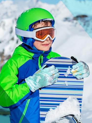Image of Honoson 2 Pairs Kids Snow Gloves, Winter Waterproof | for Outdoor Snowboard Sledding, Warm Fleece Lining, Windproof, Adjustable Wrist Strap, Youth Cold Weather Ski Glove