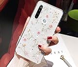 Custodia trasparente con glitter per Xiaomi Redmi Note 8, motivo floreale secchi e fiori secchi in silicone TPU trasparente per Xiaomi Redmi Note 8, rosa