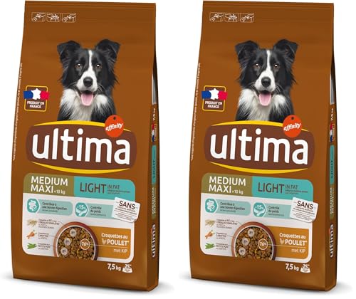 Ultima Croquettes pour Chien Medium-Maxi Light Poulet Riz, 7.5 kg