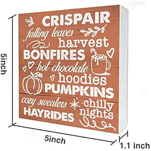 Rustic Fall Favorites Wood Box Sign Autumn Fall Wooden Box Sign Farmhouse Home Desk Shelf Decor 5 X 5 Inch