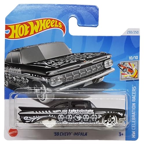 Hot Wheels - ´59 Chevy Impala - HW Celebration Racers 10/10 - HTB02 - Short Card - TH Treasure Hunt - Black & White - Mattel 2024-1:64