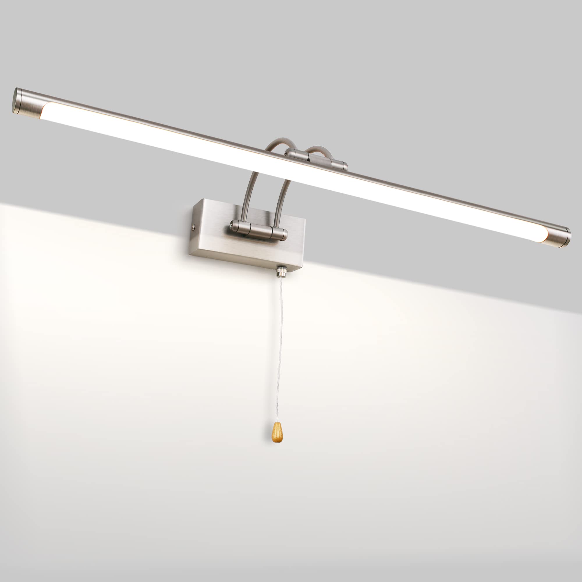 MantoLite LED Lámparas de Pared 12W,Interior Iluminación para cuadros y expositores Con Cabeza de Lámpara Giratoria e Interruptor,Baño Espejo Apliques de Pared 60CM 3000K Luces de Lectura(Níquel)