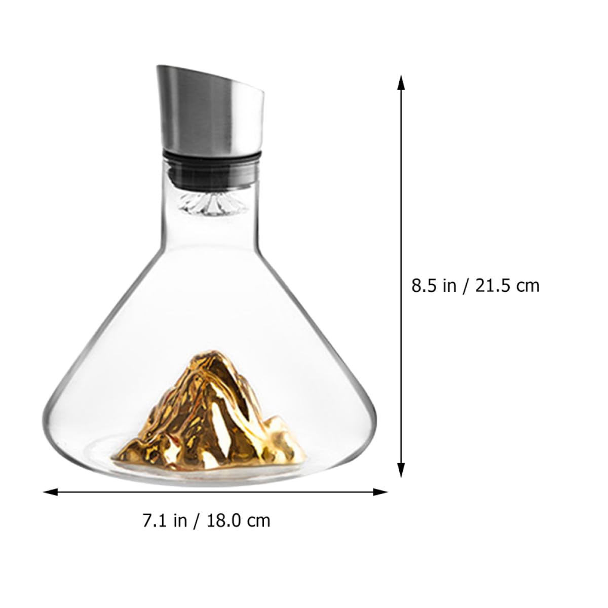 Decantador de Cristal Dorado de 1500ml Diseño Elegante para Aireación y Decantación Rápida de Vino en Cenas y Eventos