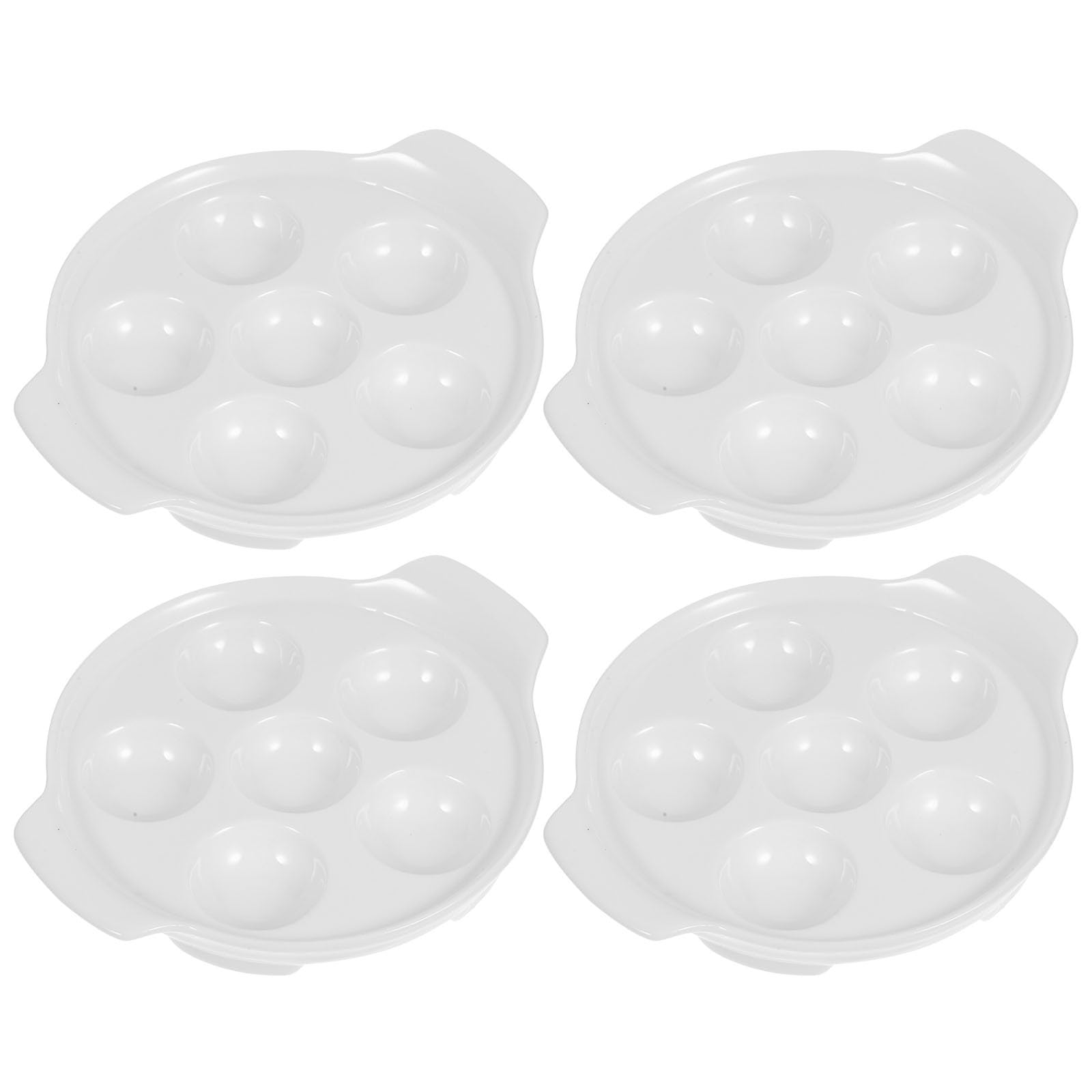 OSALADI 4 Platos de Cerámica para Hornear Caracoles con Agujeros Profundos, Asas Dobles, Diámetro 7 Pulgadas, Resistentes a Altas Temperaturas, Bandejas para Mariscos y Aperitivos