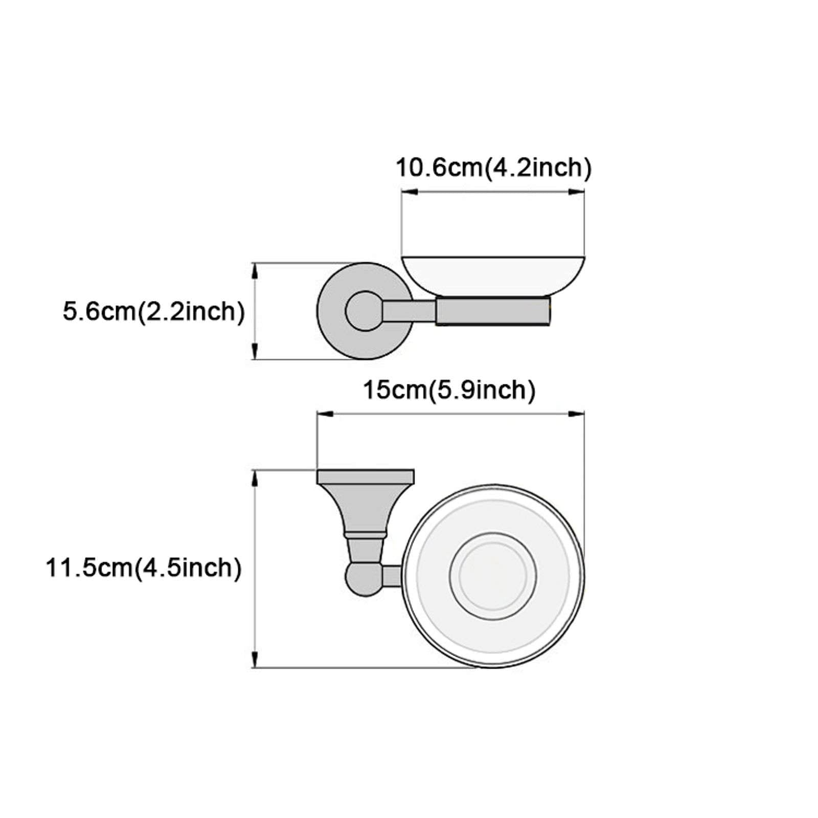 Jabonera de pared, jabonera, jabonera de latón for pared de ducha, jabonera con acabado pulido dorado con plato de cerámica, jabonera moderna montada en la pared for ducha, baño, cocina, ovalada ( Col